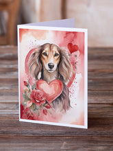 Load image into Gallery viewer, Saluki Valentine Roses Greeting Cards - Blank Note Cards – 8-Pack of Artist-Designed Cards with Envelopes