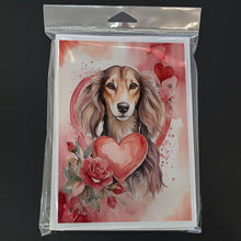 Load image into Gallery viewer, Saluki Valentine Roses Greeting Cards - Blank Note Cards – 8-Pack of Artist-Designed Cards with Envelopes