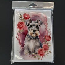 Load image into Gallery viewer, Schnauzer Valentine Roses Greeting Cards - Blank Note Cards – 8-Pack of Artist-Designed Cards with Envelopes