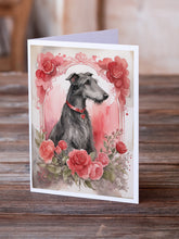 Load image into Gallery viewer, Scottish Deerhound Valentine Roses Greeting Cards - Blank Note Cards – 8-Pack of Artist-Designed Cards with Envelopes