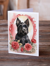 Load image into Gallery viewer, Scottish Terrier Valentine Roses Greeting Cards - Blank Note Cards – 8-Pack of Artist-Designed Cards with Envelopes