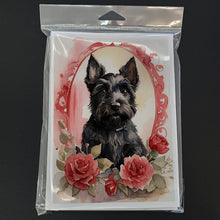 Load image into Gallery viewer, Scottish Terrier Valentine Roses Greeting Cards - Blank Note Cards – 8-Pack of Artist-Designed Cards with Envelopes