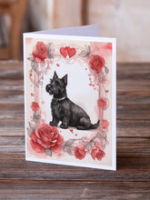 Load image into Gallery viewer, Scottish Terrier Valentine Roses Greeting Cards - Blank Note Cards – 8-Pack of Artist-Designed Cards with Envelopes