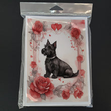 Load image into Gallery viewer, Scottish Terrier Valentine Roses Greeting Cards - Blank Note Cards – 8-Pack of Artist-Designed Cards with Envelopes