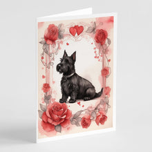 Load image into Gallery viewer, Scottish Terrier Valentine Roses Greeting Cards - Blank Note Cards – 8-Pack of Artist-Designed Cards with Envelopes