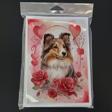 Load image into Gallery viewer, Sheltie Valentine Roses Greeting Cards - Blank Note Cards – 8-Pack of Artist-Designed Cards with Envelopes