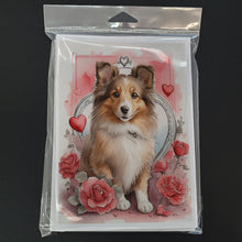 Load image into Gallery viewer, Sheltie Valentine Roses Greeting Cards - Blank Note Cards – 8-Pack of Artist-Designed Cards with Envelopes