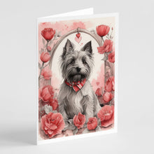 Load image into Gallery viewer, Skye Terrier Valentine Roses Greeting Cards - Blank Note Cards – 8-Pack of Artist-Designed Cards with Envelopes