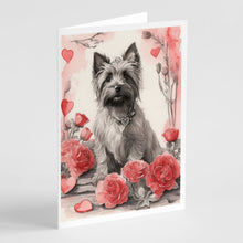 Load image into Gallery viewer, Skye Terrier Valentine Roses Greeting Cards - Blank Note Cards – 8-Pack of Artist-Designed Cards with Envelopes