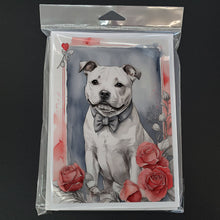 Load image into Gallery viewer, Staffordshire Bull Terrier Valentine Roses Greeting Cards - Blank Note Cards – 8-Pack of Artist-Designed Cards with Envelopes