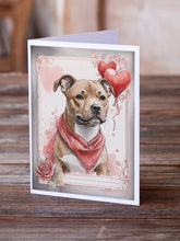 Load image into Gallery viewer, Staffordshire Bull Terrier Valentine Roses Greeting Cards - Blank Note Cards – 8-Pack of Artist-Designed Cards with Envelopes