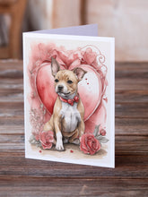 Load image into Gallery viewer, Staffordshire Bull Terrier Valentine Roses Greeting Cards - Blank Note Cards – 8-Pack of Artist-Designed Cards with Envelopes