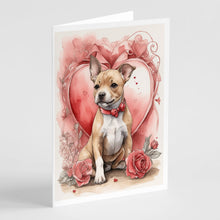Load image into Gallery viewer, Staffordshire Bull Terrier Valentine Roses Greeting Cards - Blank Note Cards – 8-Pack of Artist-Designed Cards with Envelopes