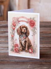 Load image into Gallery viewer, Sussex Spaniel Valentine Roses Greeting Cards - Blank Note Cards – 8-Pack of Artist-Designed Cards with Envelopes