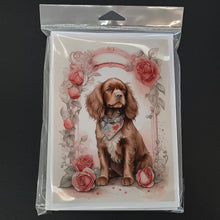 Load image into Gallery viewer, Sussex Spaniel Valentine Roses Greeting Cards - Blank Note Cards – 8-Pack of Artist-Designed Cards with Envelopes