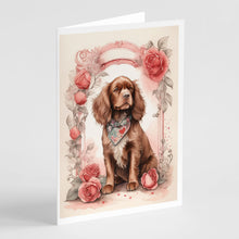 Load image into Gallery viewer, Sussex Spaniel Valentine Roses Greeting Cards - Blank Note Cards – 8-Pack of Artist-Designed Cards with Envelopes