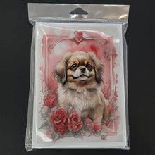Load image into Gallery viewer, Tibetan Spaniel Valentine Roses Greeting Cards - Blank Note Cards – 8-Pack of Artist-Designed Cards with Envelopes