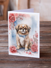 Load image into Gallery viewer, Tibetan Spaniel Valentine Roses Greeting Cards - Blank Note Cards – 8-Pack of Artist-Designed Cards with Envelopes