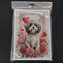 Load image into Gallery viewer, Tibetan Terrier Valentine Roses Greeting Cards - Blank Note Cards – 8-Pack of Artist-Designed Cards with Envelopes