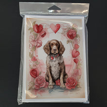 Load image into Gallery viewer, Water Spaniel Valentine Roses Greeting Cards - Blank Note Cards – 8-Pack of Artist-Designed Cards with Envelopes