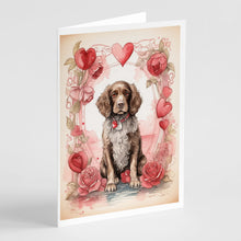 Load image into Gallery viewer, Water Spaniel Valentine Roses Greeting Cards - Blank Note Cards – 8-Pack of Artist-Designed Cards with Envelopes