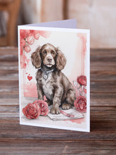 Load image into Gallery viewer, Water Spaniel Valentine Roses Greeting Cards - Blank Note Cards – 8-Pack of Artist-Designed Cards with Envelopes