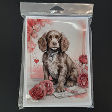 Load image into Gallery viewer, Water Spaniel Valentine Roses Greeting Cards - Blank Note Cards – 8-Pack of Artist-Designed Cards with Envelopes