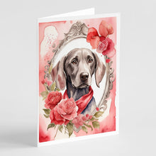 Load image into Gallery viewer, Weimaraner Valentine Roses Greeting Cards - Blank Note Cards – 8-Pack of Artist-Designed Cards with Envelopes