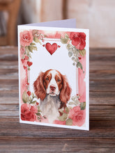 Load image into Gallery viewer, Welsh Springer Spaniel Valentine Roses Greeting Cards - Blank Note Cards – 8-Pack of Artist-Designed Cards with Envelopes