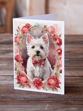 Load image into Gallery viewer, Westie Terrier Valentine Roses Greeting Cards - Blank Note Cards – 8-Pack of Artist-Designed Cards with Envelopes