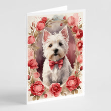 Load image into Gallery viewer, Westie Terrier Valentine Roses Greeting Cards - Blank Note Cards – 8-Pack of Artist-Designed Cards with Envelopes
