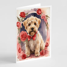 Load image into Gallery viewer, Wheaten Terrier Valentine Roses Greeting Cards - Blank Note Cards – 8-Pack of Artist-Designed Cards with Envelopes