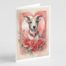 Load image into Gallery viewer, Whippet Valentine Roses Greeting Cards - Blank Note Cards – 8-Pack of Artist-Designed Cards with Envelopes