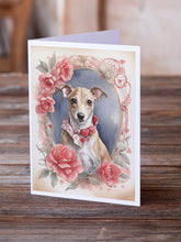 Load image into Gallery viewer, Whippet Valentine Roses Greeting Cards - Blank Note Cards – 8-Pack of Artist-Designed Cards with Envelopes