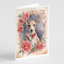 Load image into Gallery viewer, Whippet Valentine Roses Greeting Cards - Blank Note Cards – 8-Pack of Artist-Designed Cards with Envelopes