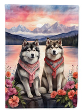 Load image into Gallery viewer, Alaskan Malamute Two Hearts House Flag