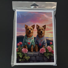 Load image into Gallery viewer, Australian Terrier Two Hearts Greeting Cards - Blank Note Cards – 8-Pack of Artist-Designed Cards with Envelopes