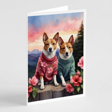 Load image into Gallery viewer, Basenji Two Hearts Greeting Cards - Blank Note Cards – 8-Pack of Artist-Designed Cards with Envelopes