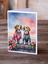 Load image into Gallery viewer, Beagle Two Hearts Greeting Cards - Blank Note Cards – 8-Pack of Artist-Designed Cards with Envelopes
