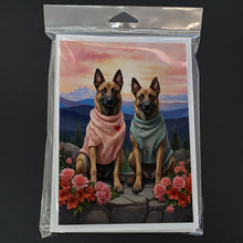 Load image into Gallery viewer, Belgian Malinois Two Hearts Greeting Cards - Blank Note Cards – 8-Pack of Artist-Designed Cards with Envelopes