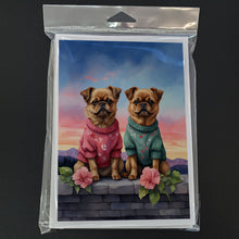 Load image into Gallery viewer, Brussels Griffon Two Hearts Greeting Cards - Blank Note Cards – 8-Pack of Artist-Designed Cards with Envelopes