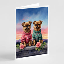 Load image into Gallery viewer, Brussels Griffon Two Hearts Greeting Cards - Blank Note Cards – 8-Pack of Artist-Designed Cards with Envelopes