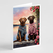 Load image into Gallery viewer, Chesapeake Bay Retriever Two Hearts Greeting Cards - Blank Note Cards – 8-Pack of Artist-Designed Cards with Envelopes