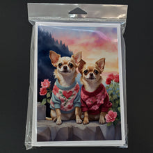 Load image into Gallery viewer, Chihuahua Two Hearts Greeting Cards - Blank Note Cards – 8-Pack of Artist-Designed Cards with Envelopes