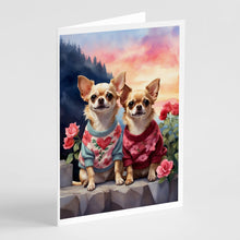 Load image into Gallery viewer, Chihuahua Two Hearts Greeting Cards - Blank Note Cards – 8-Pack of Artist-Designed Cards with Envelopes