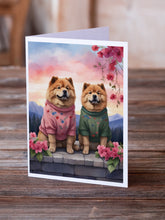 Load image into Gallery viewer, Chow Chow Two Hearts Greeting Cards - Blank Note Cards – 8-Pack of Artist-Designed Cards with Envelopes