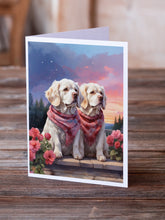 Load image into Gallery viewer, Clumber Spaniel Two Hearts Greeting Cards - Blank Note Cards – 8-Pack of Artist-Designed Cards with Envelopes