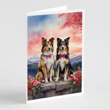 Load image into Gallery viewer, Collie Two Hearts Greeting Cards - Blank Note Cards – 8-Pack of Artist-Designed Cards with Envelopes