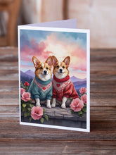Load image into Gallery viewer, Corgi Two Hearts Greeting Cards - Blank Note Cards – 8-Pack of Artist-Designed Cards with Envelopes