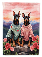 Load image into Gallery viewer, Doberman Pinscher Two Hearts House Flag